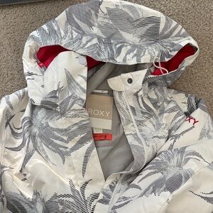 Roxy Grey and White Palm Print Jacket